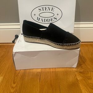 Steve Madden Black Slip-On Espadrilles Brand New Never Worn Size 10 New In Box